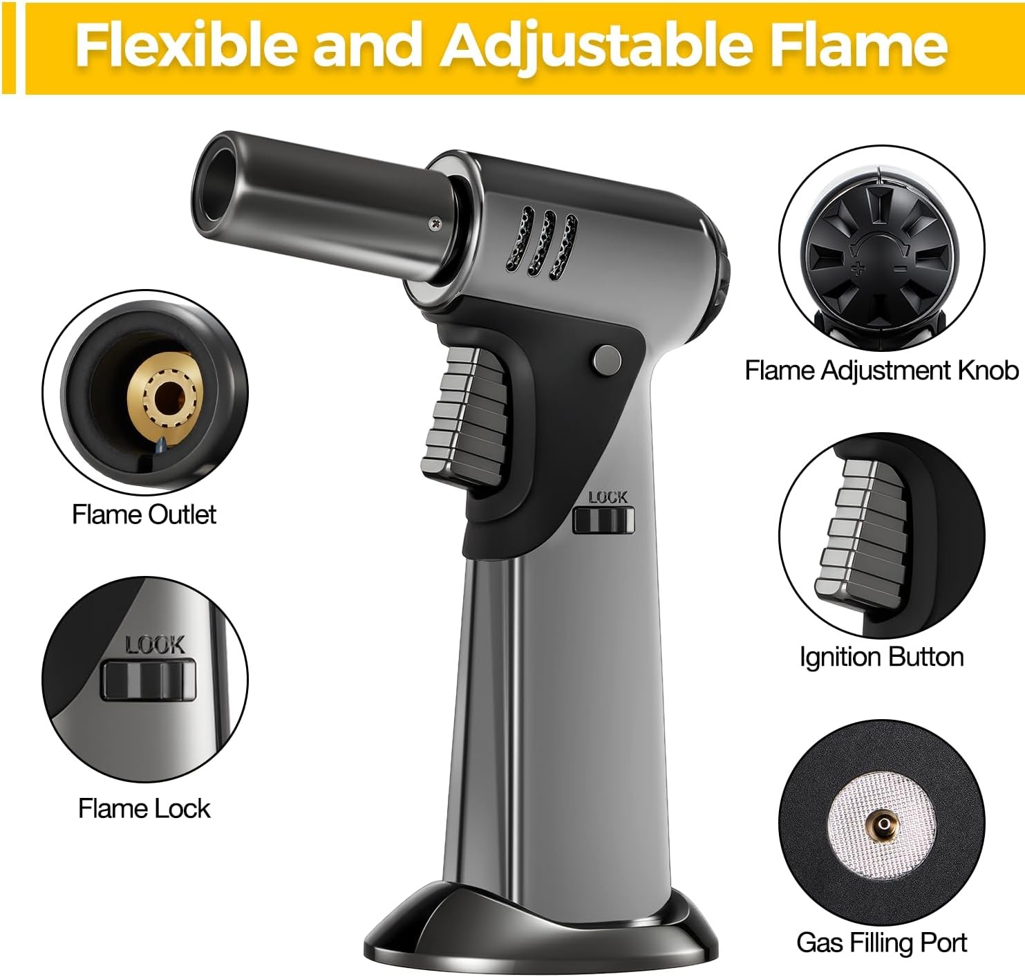 Torch, Butane Refillable Kitchen Cooking Torch, Torch Lighter with Safety Lock a
