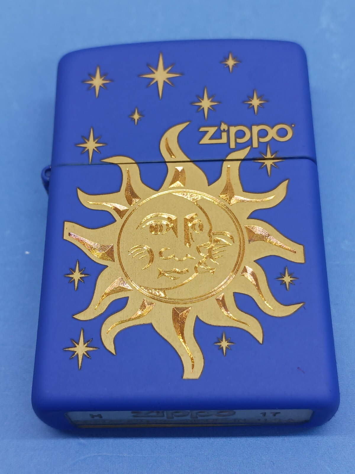 Zippo Sun, Moon and Stars Royal Blue Matte 28791