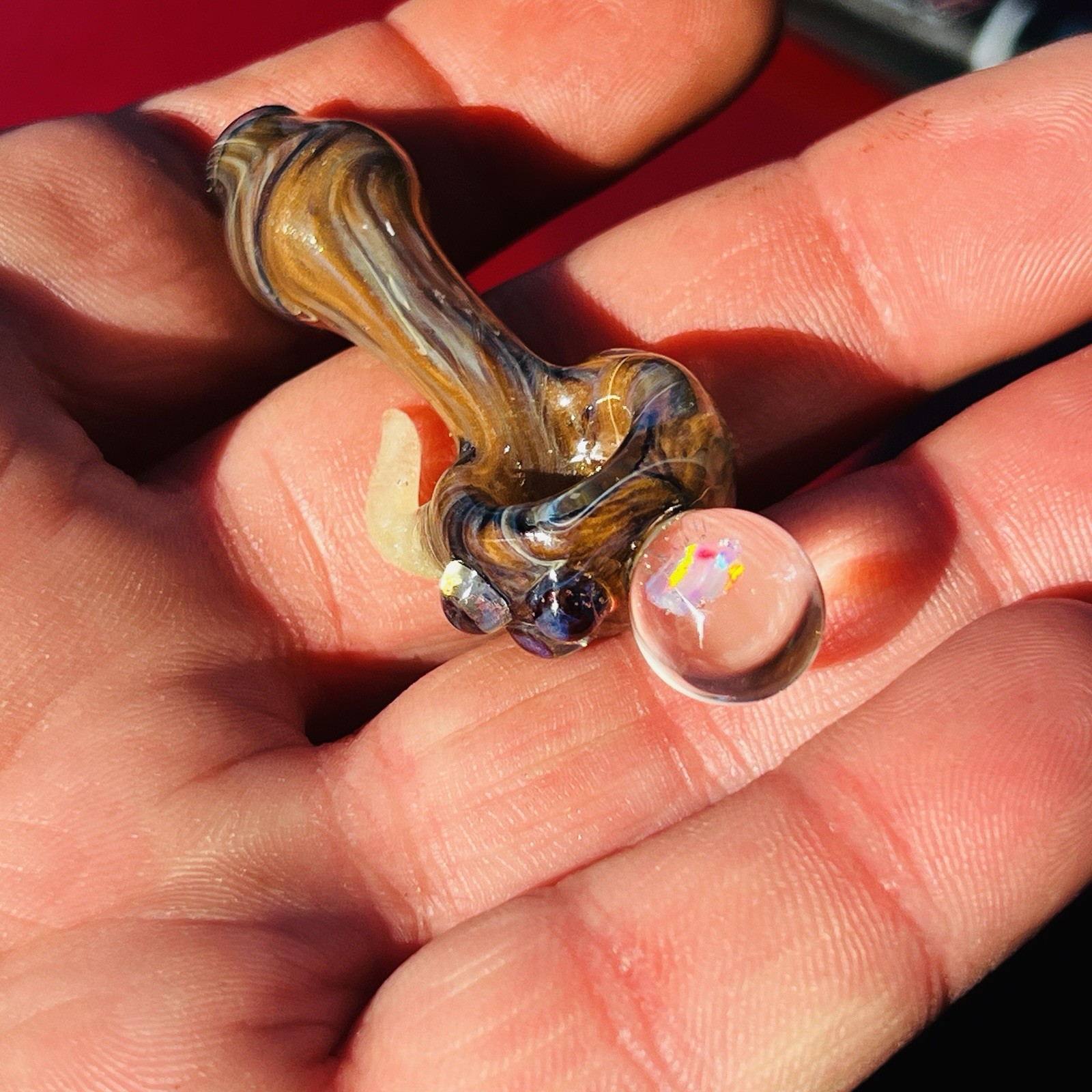 Heady Glass Miniature Tobacco Pipe Multiple USA Made Colors UV Rainbow & Opal