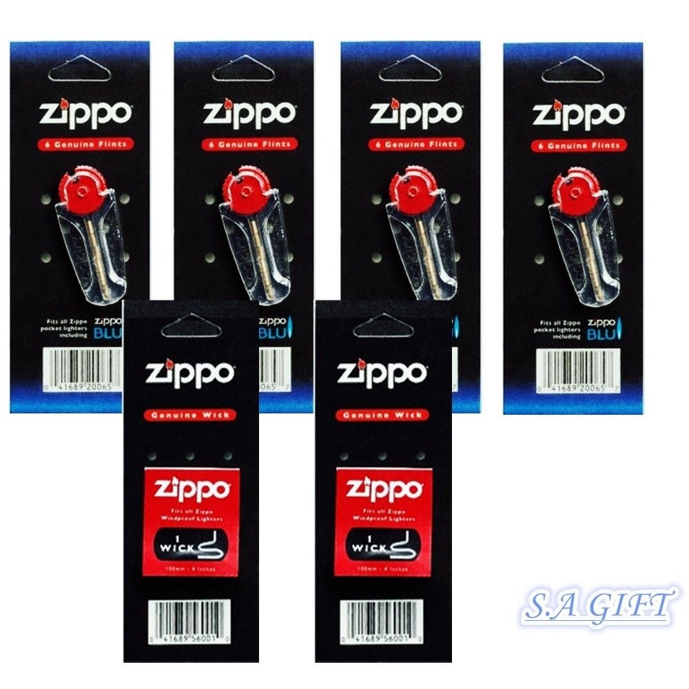 Zippo Replacement Flint Wick of 6 Value Packs (24 Flints and 2 Wicks)
