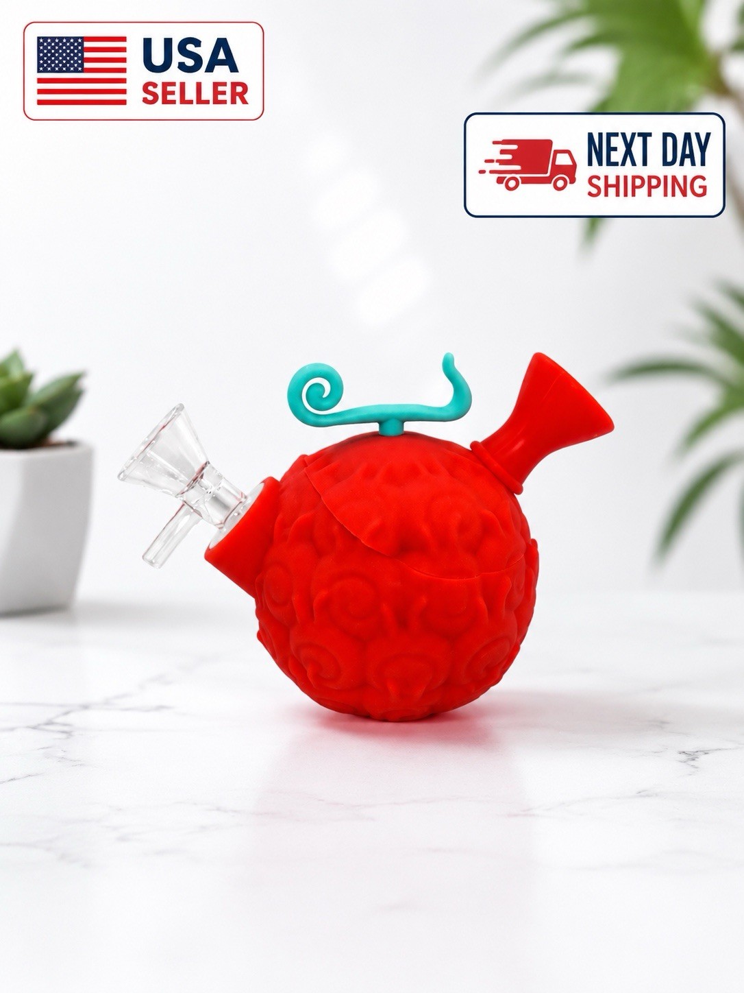 4 Inch Orange Devil Fruit Silicone Hookah Smoking Water Bong with Glass Bowl