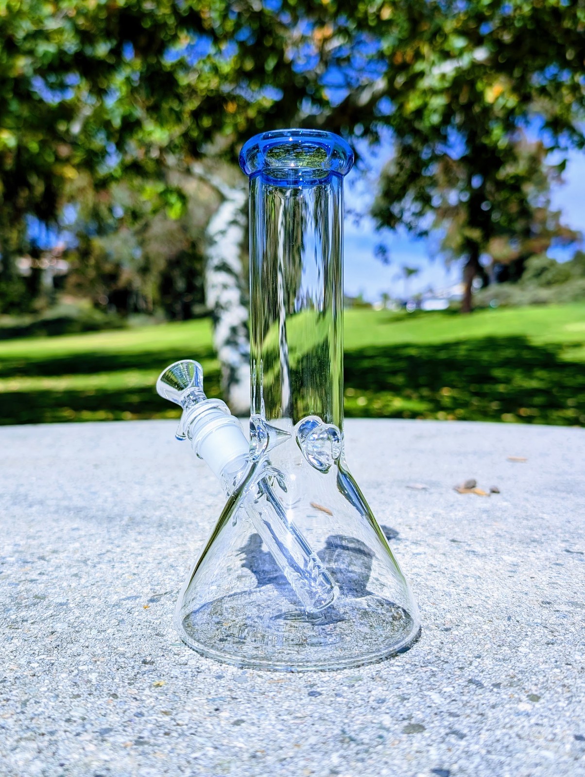 8 Inch Blue Beaker Premium Quality Glass Bong Tobacco Smoking Water Pipe Hookah