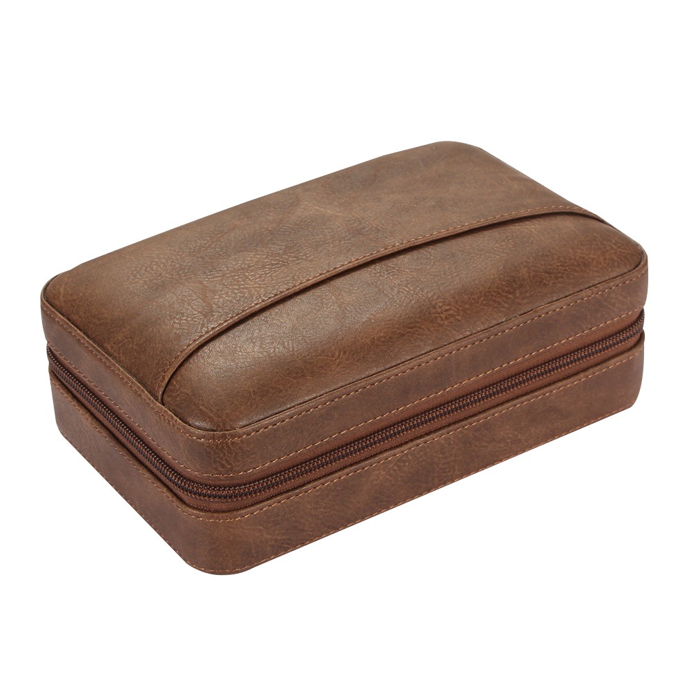 Galiner Travel Leather Cigar Humidor Case Cedar Wood Humidity Box W/ Humidifier