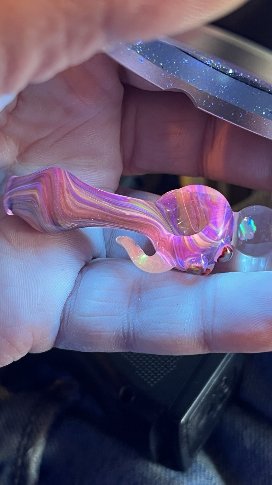 Heady Glass Miniature Tobacco Pipe Multiple USA Made Colors UV Rainbow & Opal