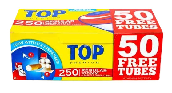 Top Regular King Cigarette 250ct Tubes – 4 Boxes