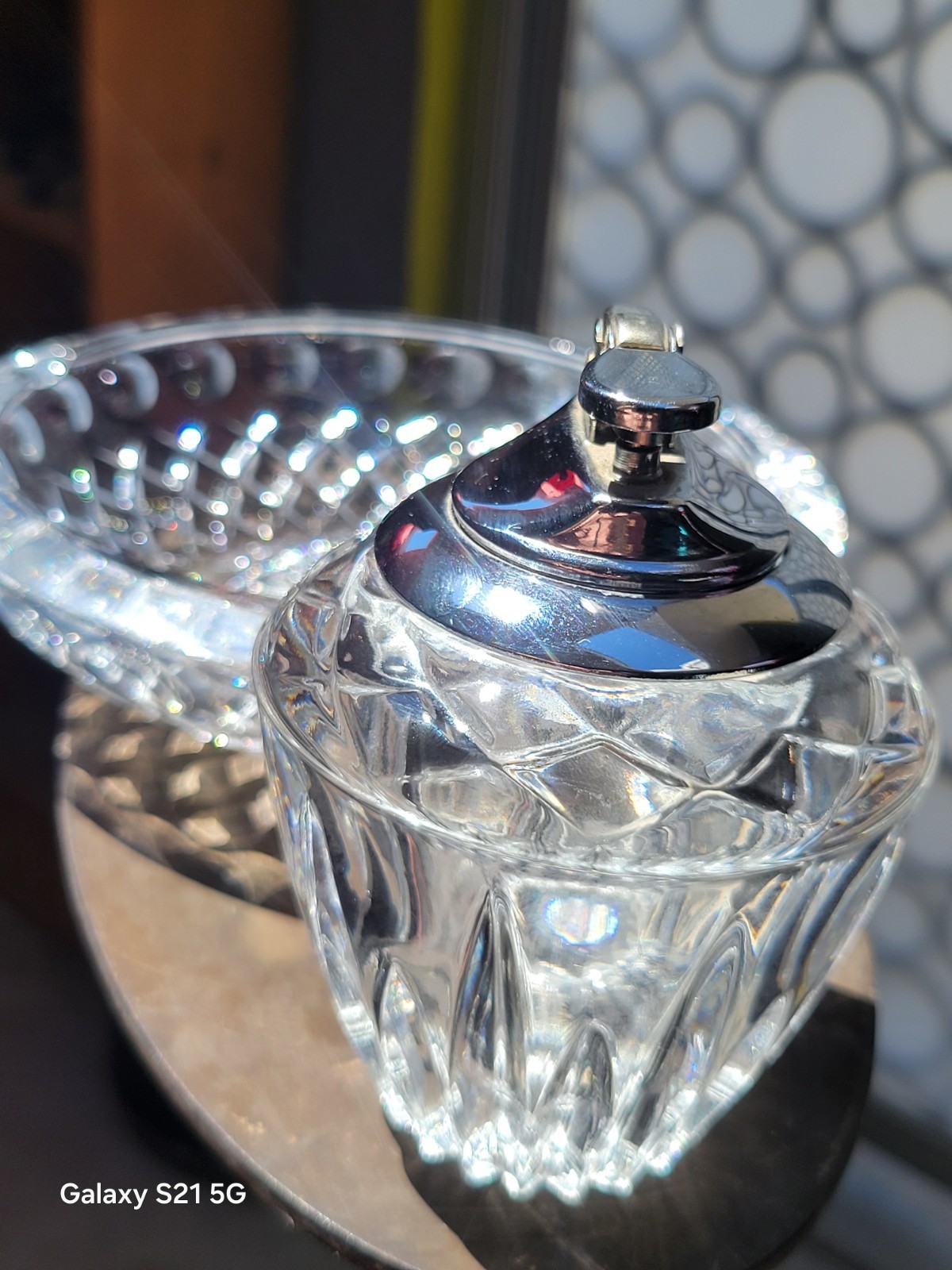 Princess House Lead Crystal 2 Piece Set Table Lighter-Round Ashtray West Germany