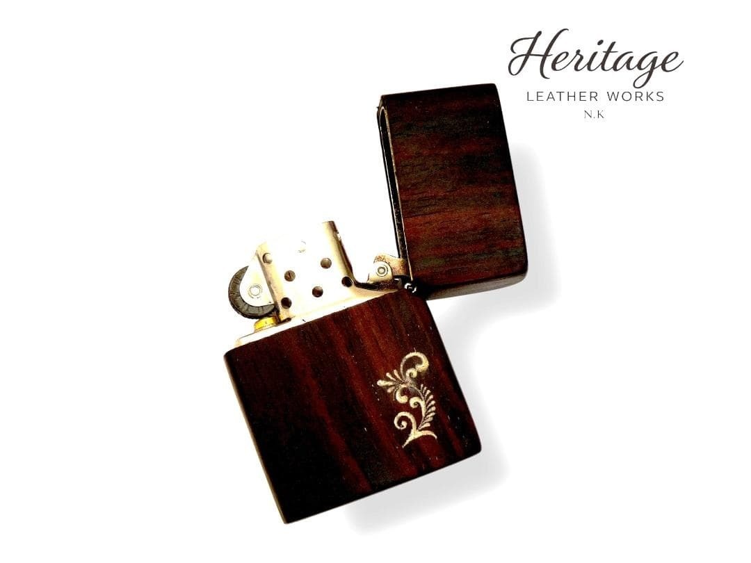 Striped ebony solid wood Zippo lighter handmade one of a kind item with box