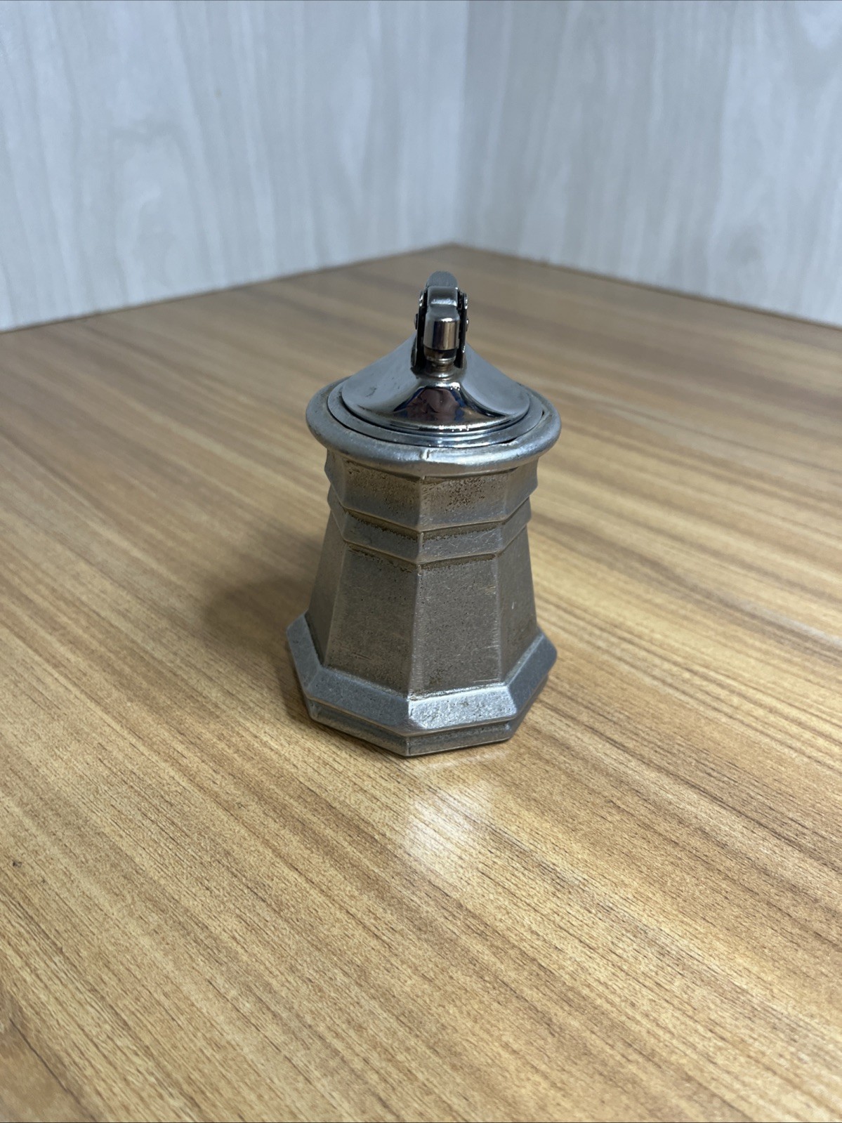 Vintage Silver Tone Table Lighter. In Shape Of Stein. Mark Of RT On Bottom