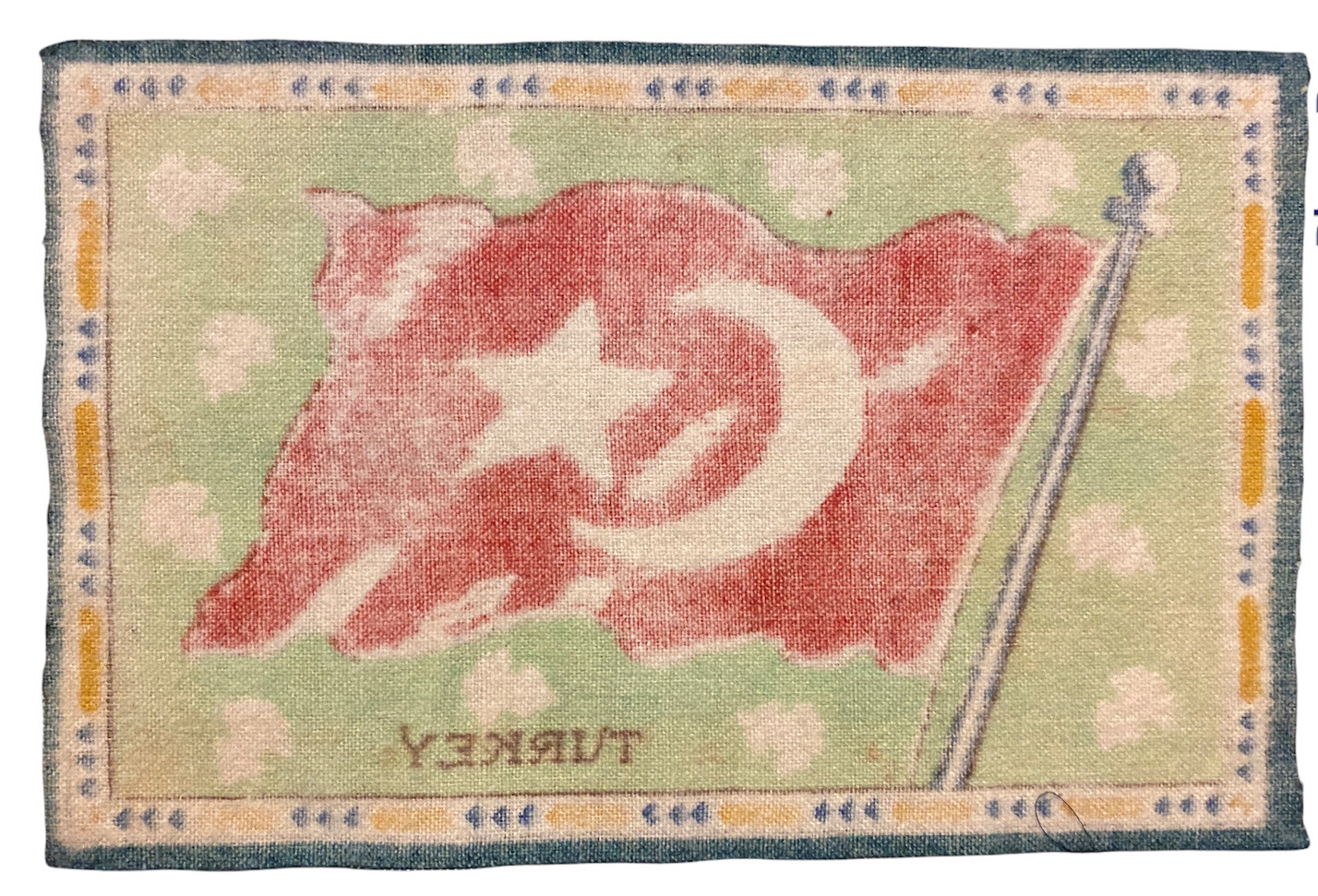 VINTAGE AMERICAN TOBACCO FELT BLANKET FLAG EARLY 1900S Turkey 5” X 8”