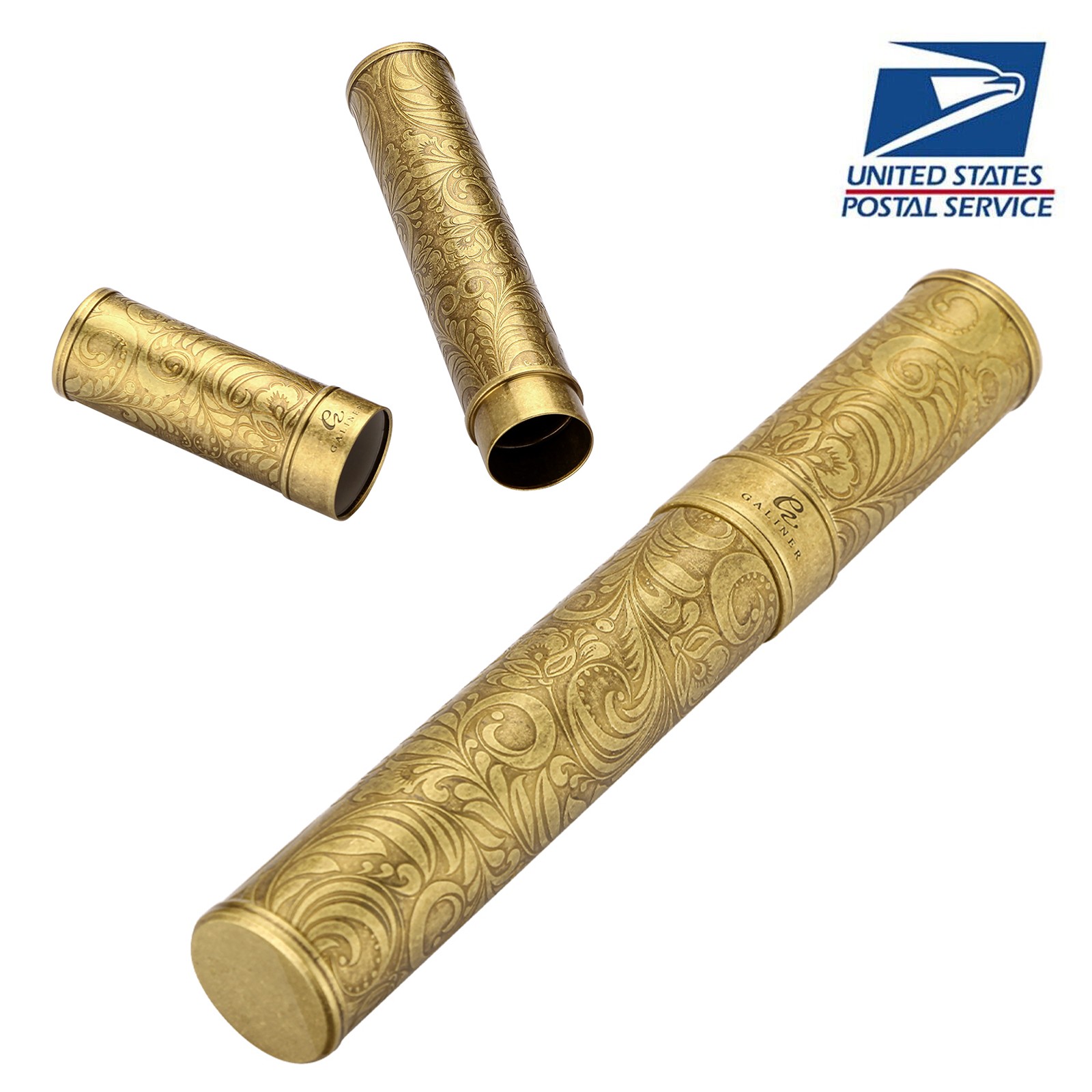 Galiner Metal Gold Cigar Moisturizing Tube Holder Travel Case Box 1 Cigar Gift