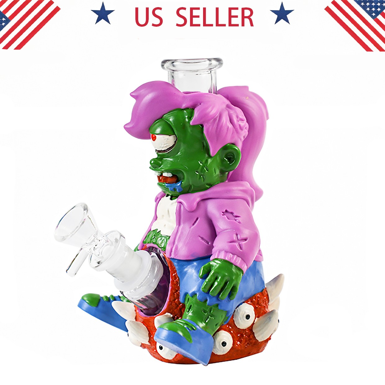 Hookah 6.7” Premium Glass Bong and Water Pipe Tobacco Smoking Bubbler & 14mm
