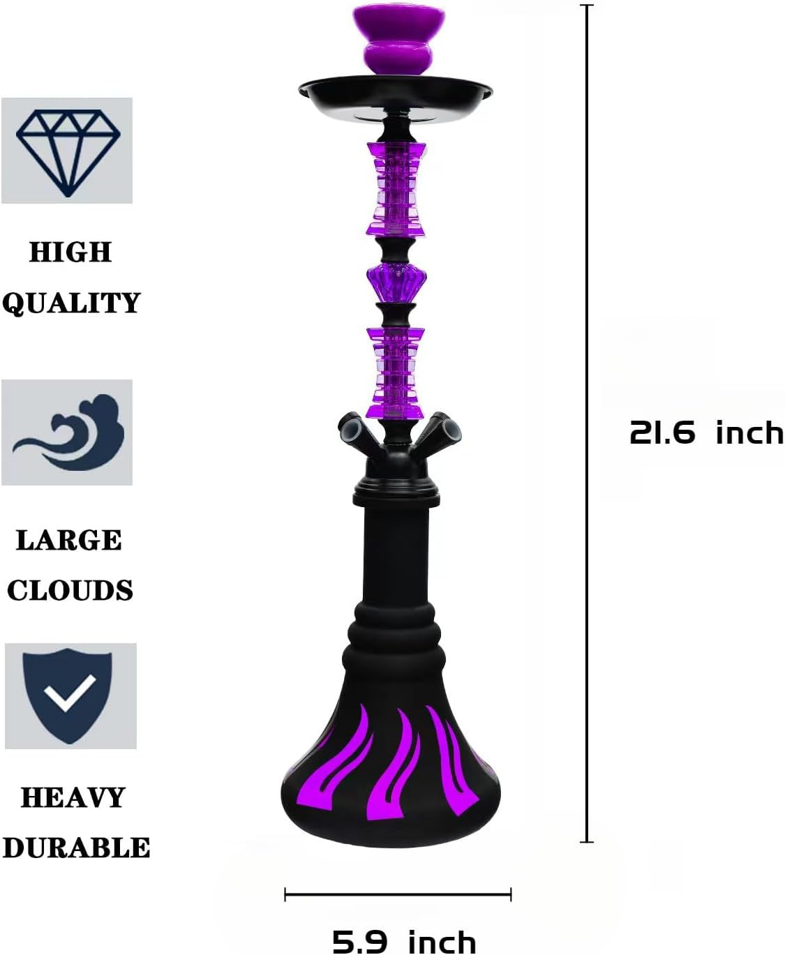 22″ Hookah Set with Everything,Premium Hookah Shisha Set,Up to 4 Persons Hookah