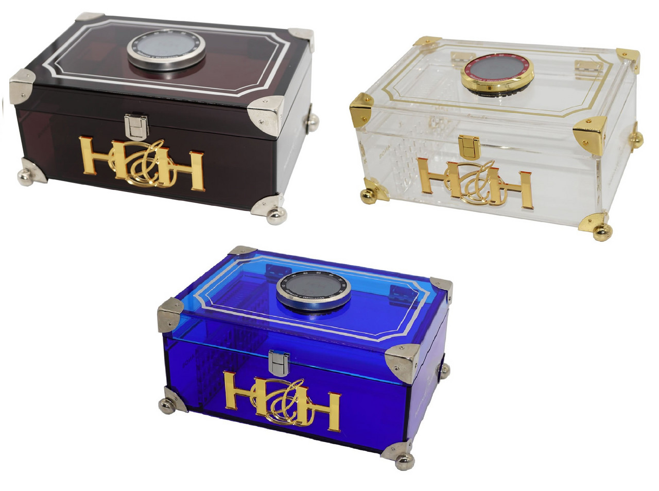 The Acrylic Humidor w/ Digital Hygrometer and Cedar Balls for 120 cigars – White