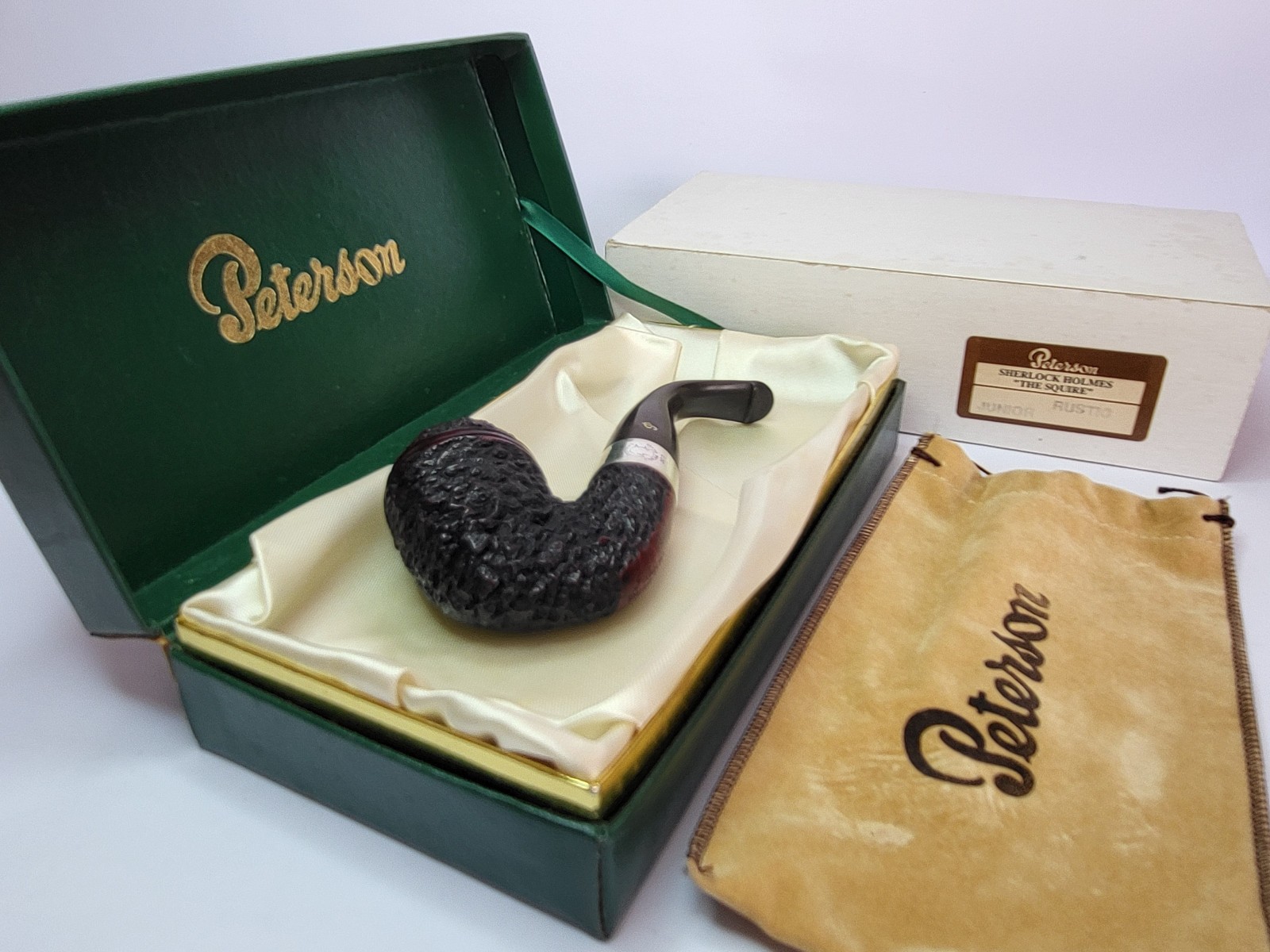 PETERSON’S SHERLOCK HOLMES BASKERVILLE Rustic Smoking Pipe Sterling Silver Ring