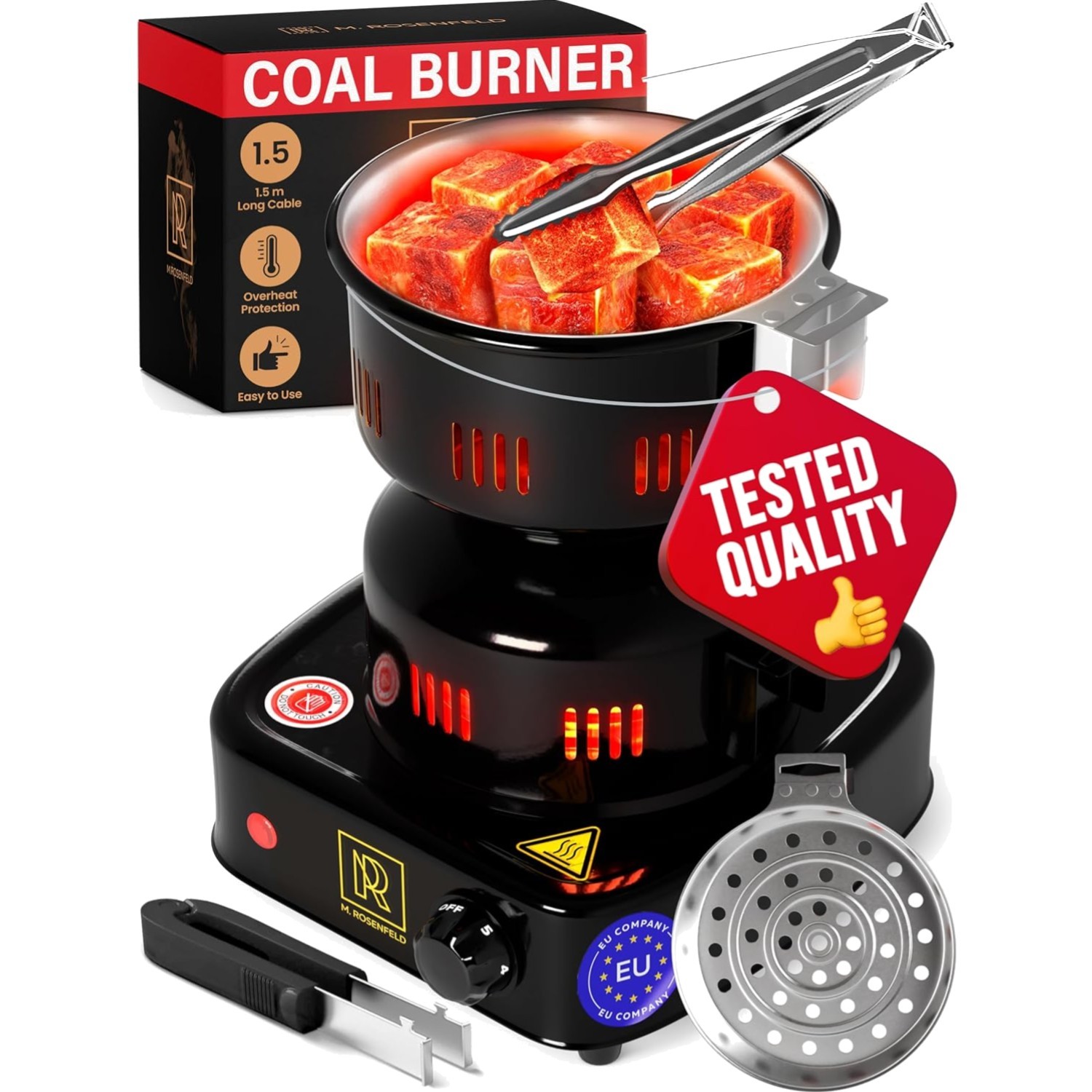 Hookah Coal Burner Electric Stove Portable Indoor Outdoor Coals Tongs