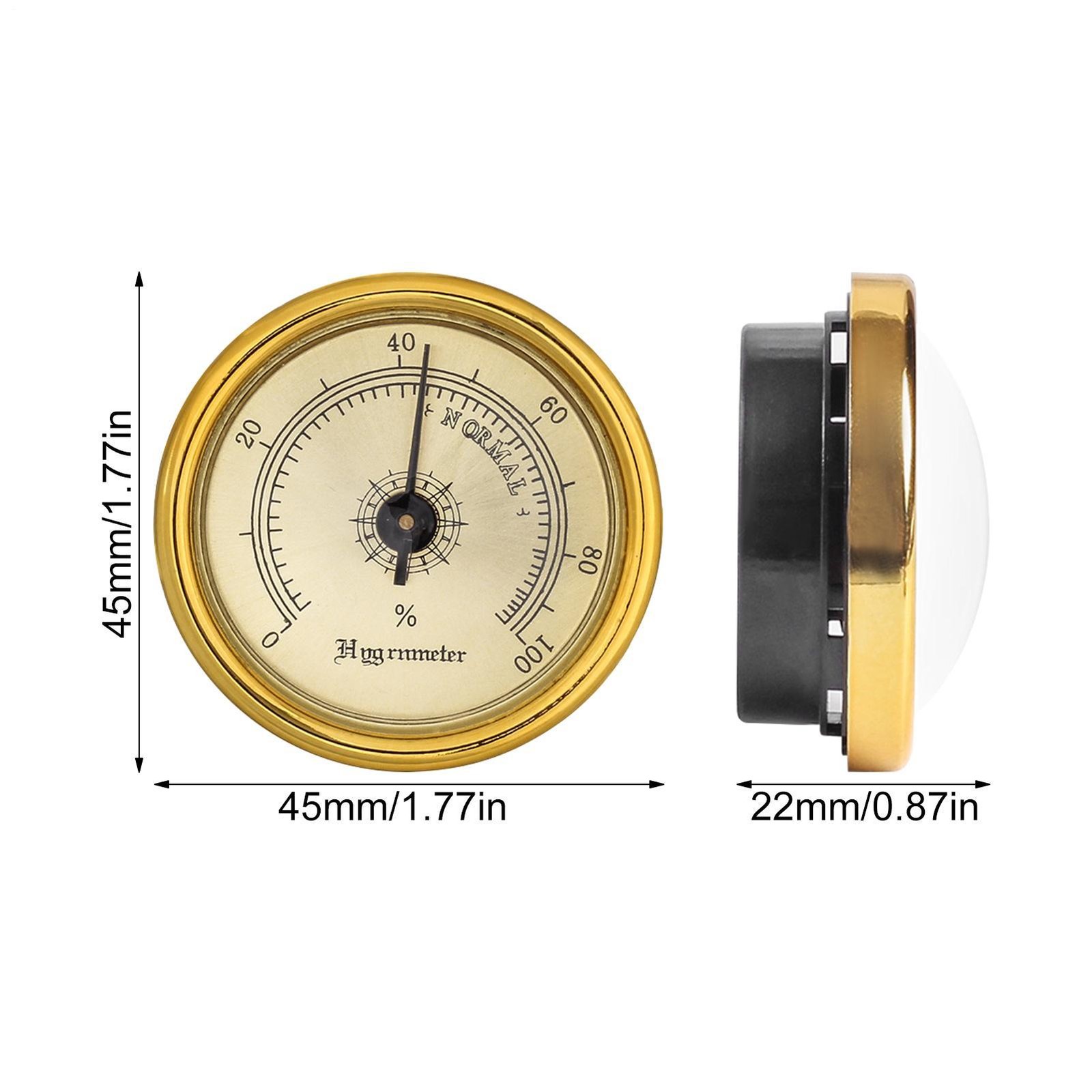 2X Brass Analog Hygrometer Hygrometer Humidity Gauge Analog Humidor Hygrometer
