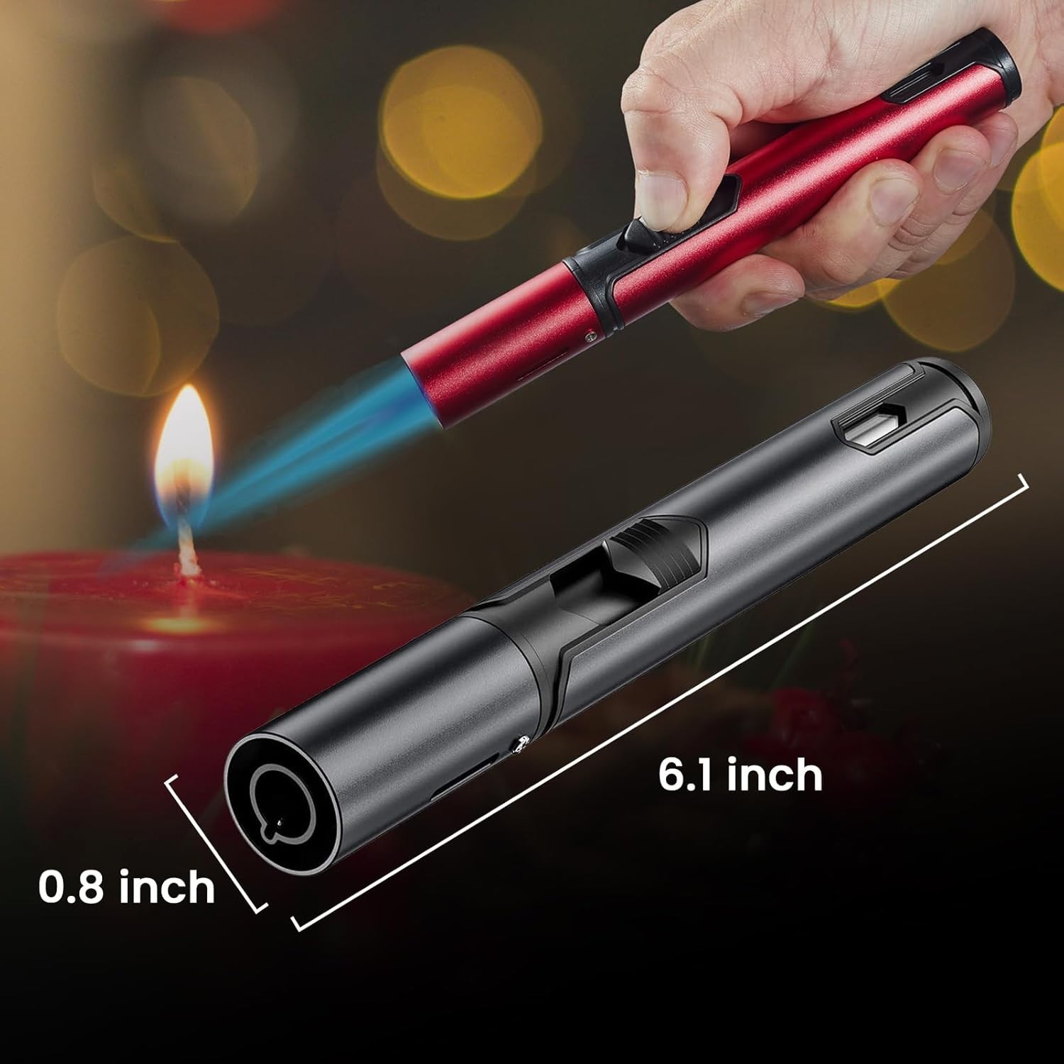 3 Pack Butane Torch Lighters, 6-Inch Refillable Pen Lighter Adjustable Jet Flame