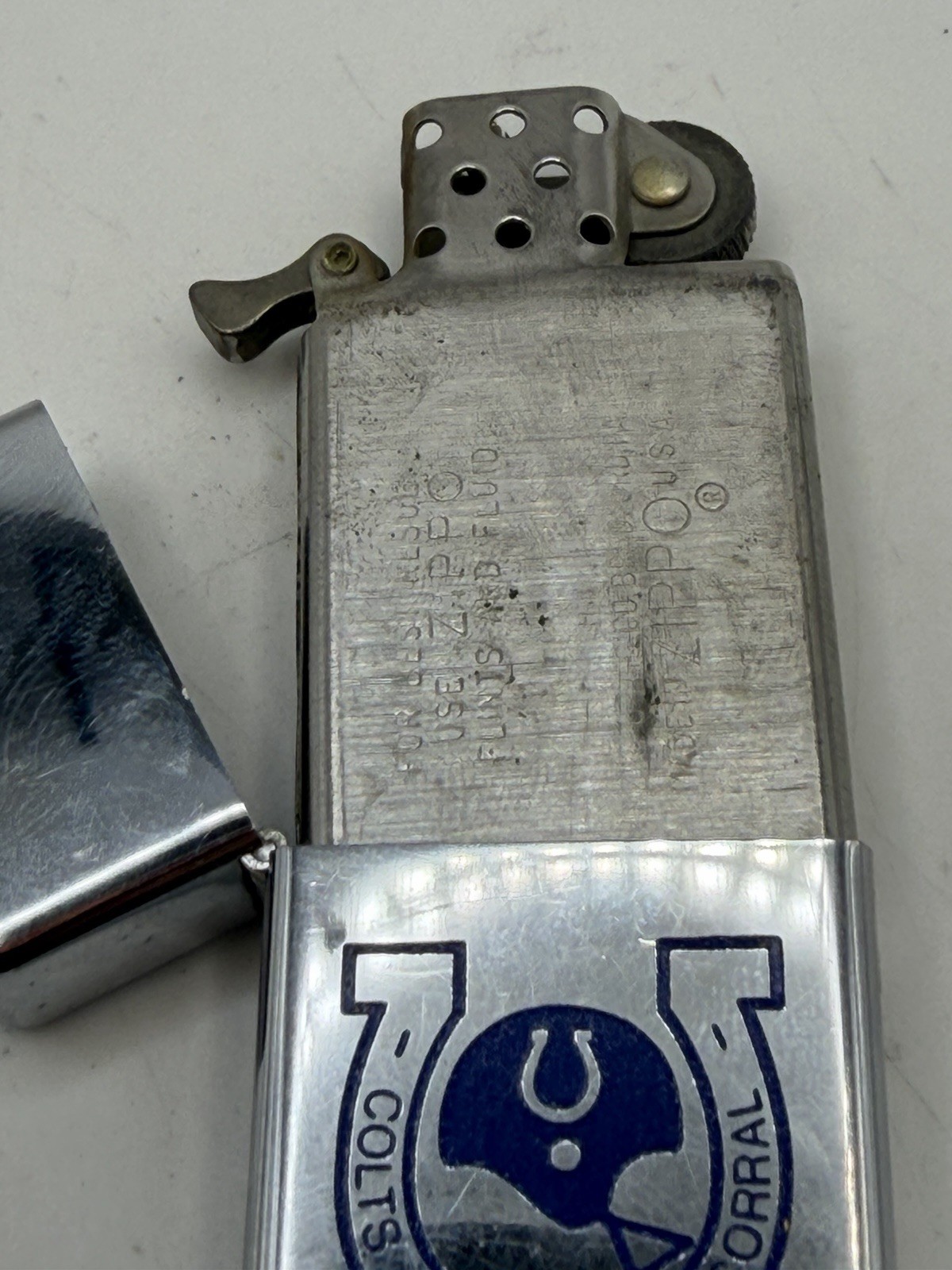 Vintage 1975 Colts Coral Football Slim Zippo Lighter W/ Casual Men’s Watch