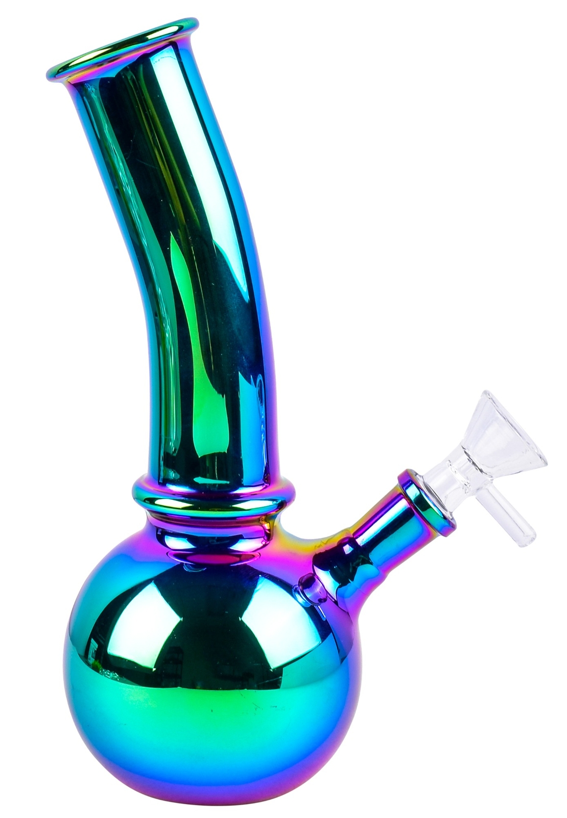 TILTED SHINY BONG Rainbow Spherical Bong Glass Water Pipe Hookah CUTE *USA*