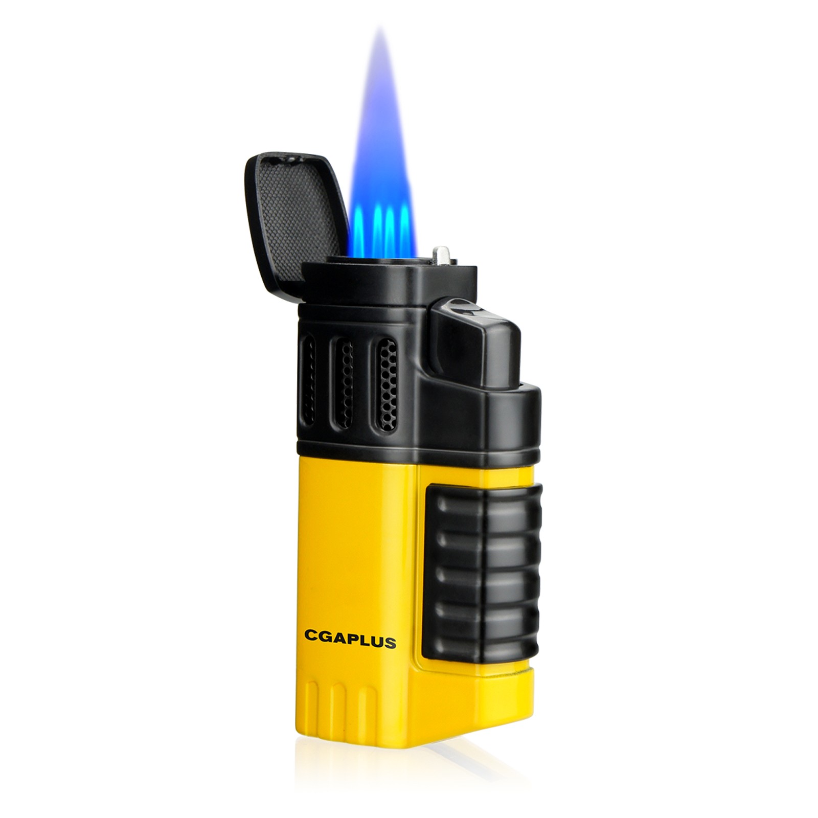 4 Torch Jet Flame Refillable Cigar Lighter with Punch Windproof Lighter