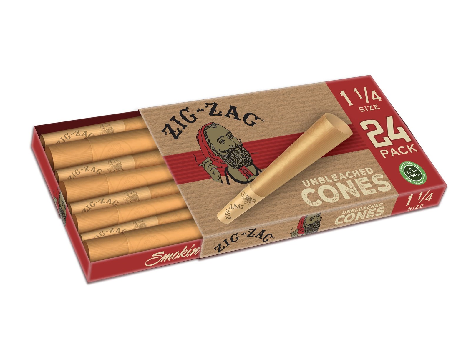 ZIG-ZAG Pre Rolled Cones 1 1/4 Size (1 Pack) 1-Pack (24 Cones), Natural