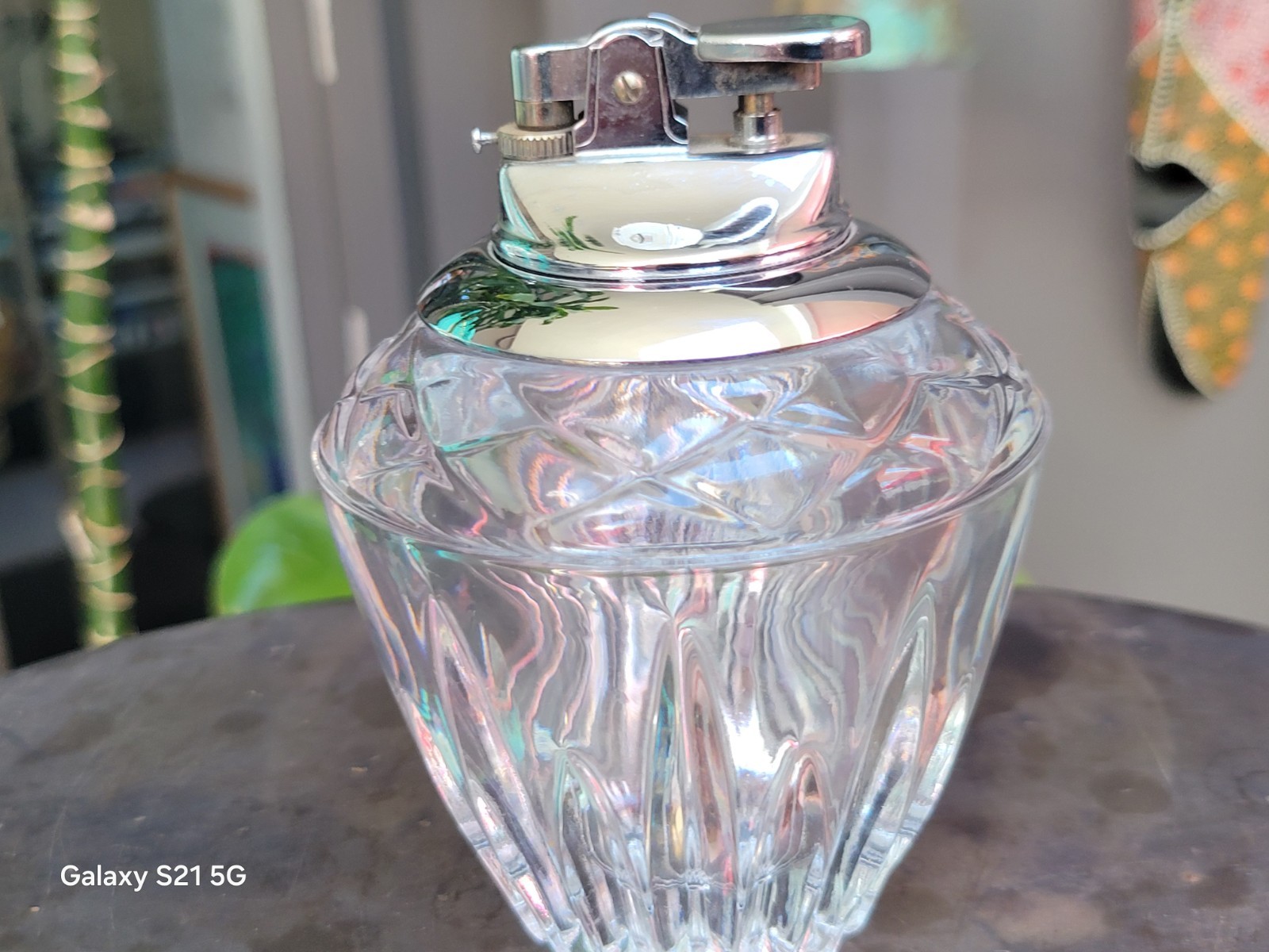 Princess House Lead Crystal 2 Piece Set Table Lighter-Round Ashtray West Germany