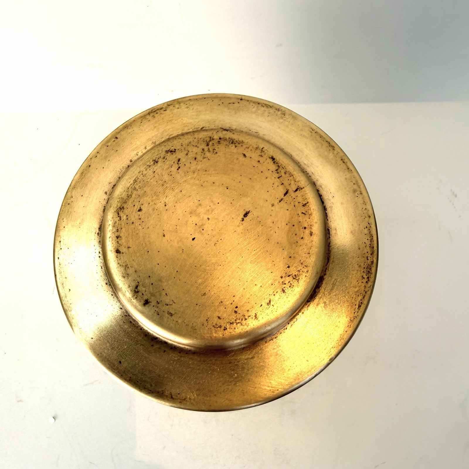 Vintage Brass Tobacco Canister Humidor Silver Crest Industrial Desk Decor