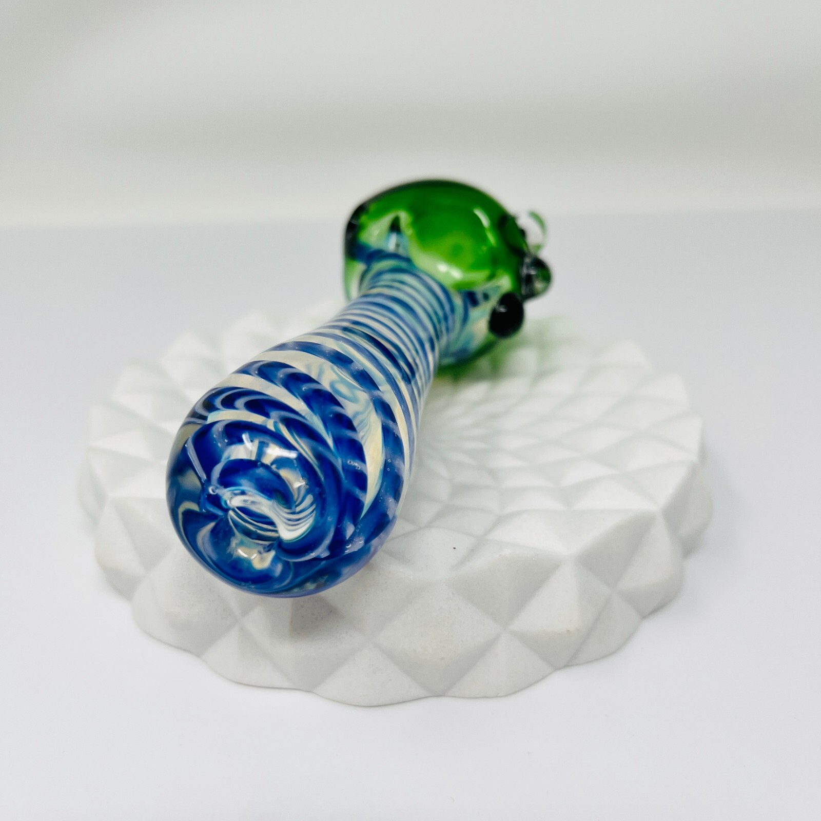 5″ Handmade Thick Silver Fumed Green Rocket Tobacco Smoking Bowl Glass Pipes