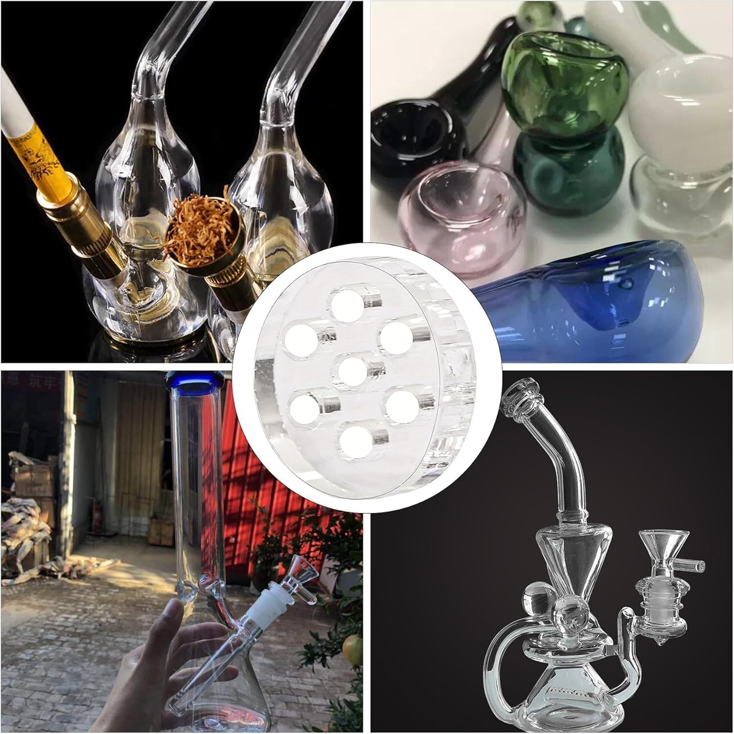 20 Pack High Borosilicate Glass Screens, 8mm 0.3 Inch 7Hole Honeycomb Design …