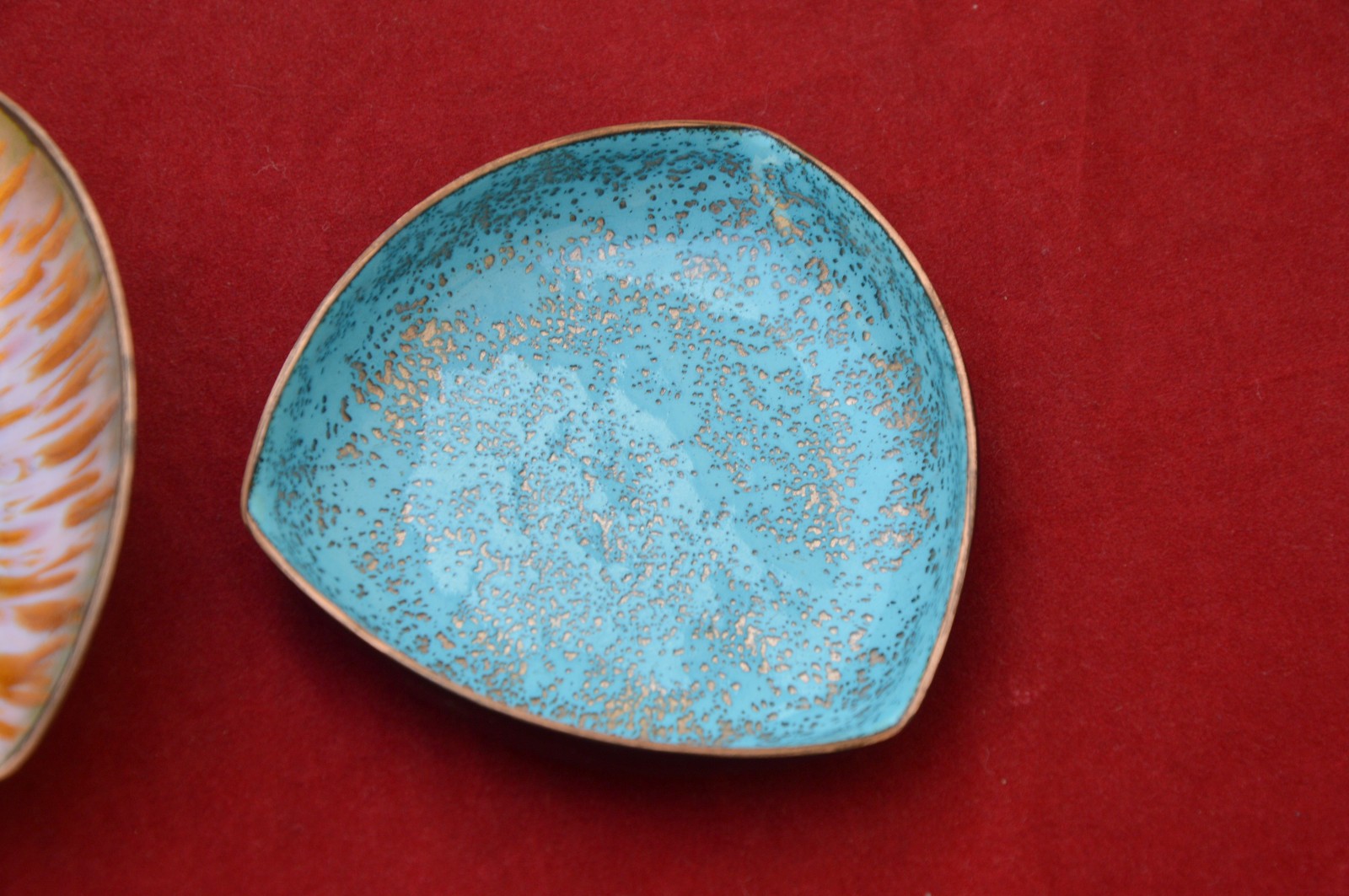 Vintage Ashtray Bowl Enamel Brass Set of 2 pcs Original