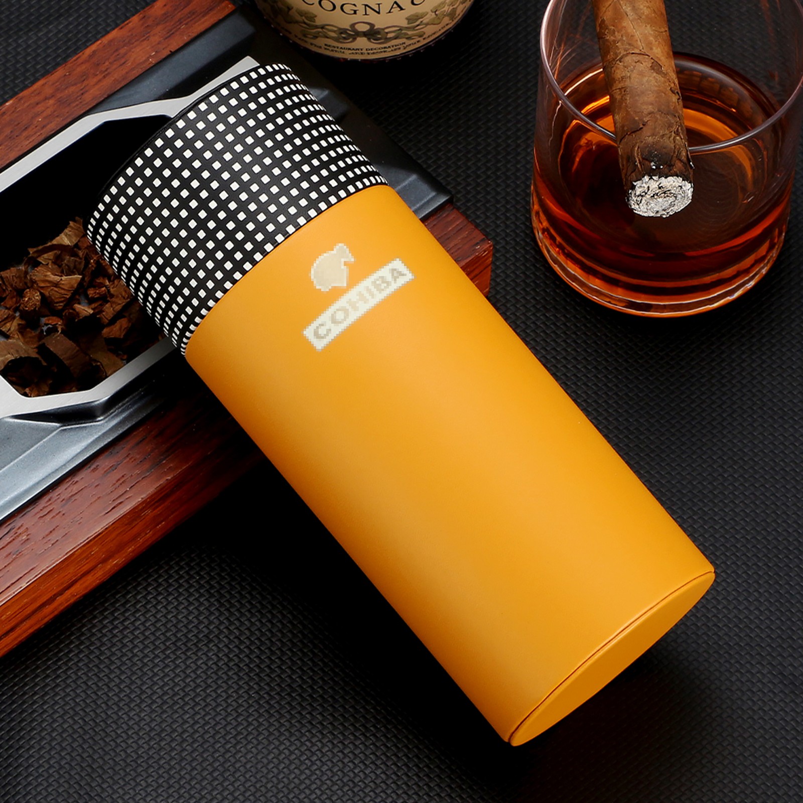 Galiner Travel Cigar Tube Humidor Cigars Case Cedar Humidifier Box Cigar Ashtray