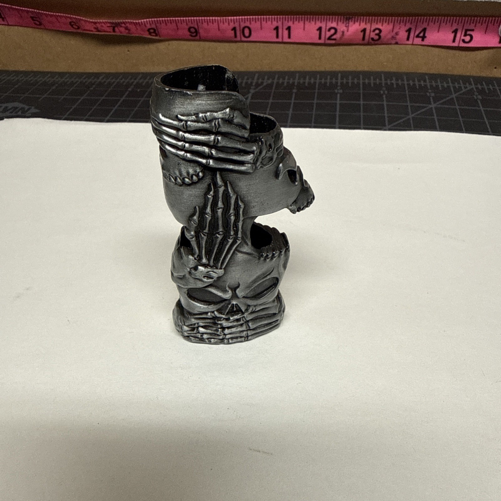 Pewter Skull Head and Skeleton Hand Metal Lighter Case Cover~ fits BIC