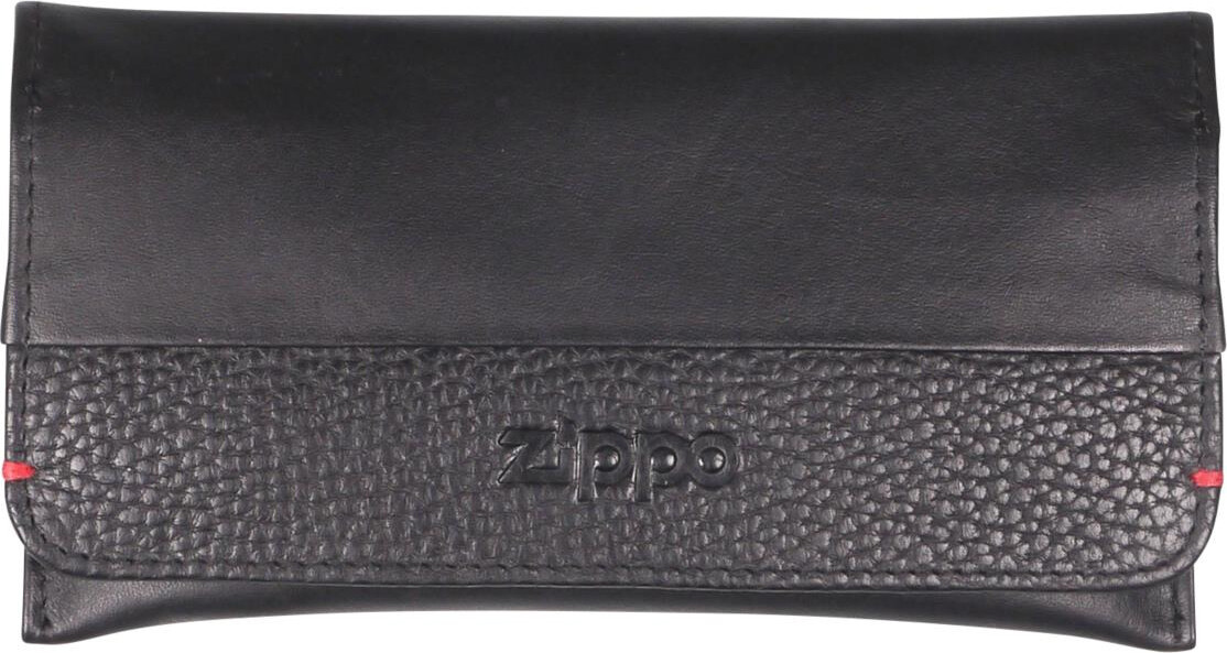 ORIG. ZIPPO TOBACCO POUCH NAPPA LEATHER w. COMPARTMENT / BLACK * IN GIFT BOX