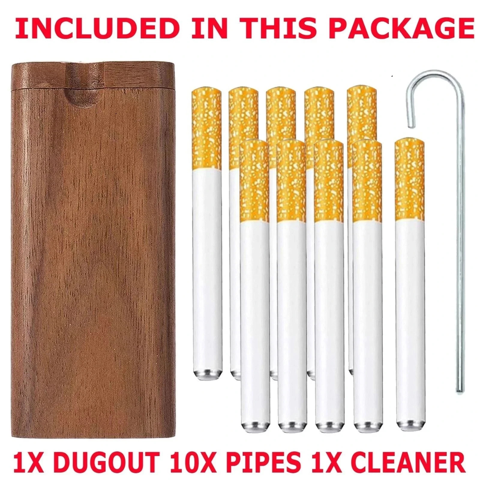10x Metal One Hitter Dugout Pipe Cigarette Bat Large 78mm / 3.07″ Free Shipping