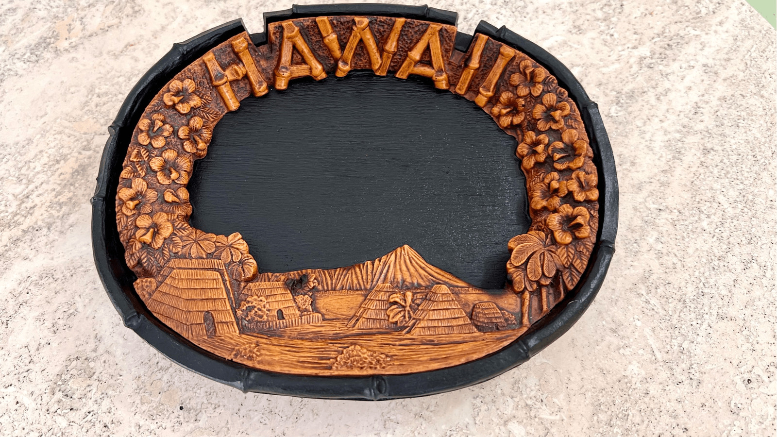 Vintage Brown Black Hapa-Lava CocoJoe’s Hawaii Ashtray Trinket Tray Hapa Wood