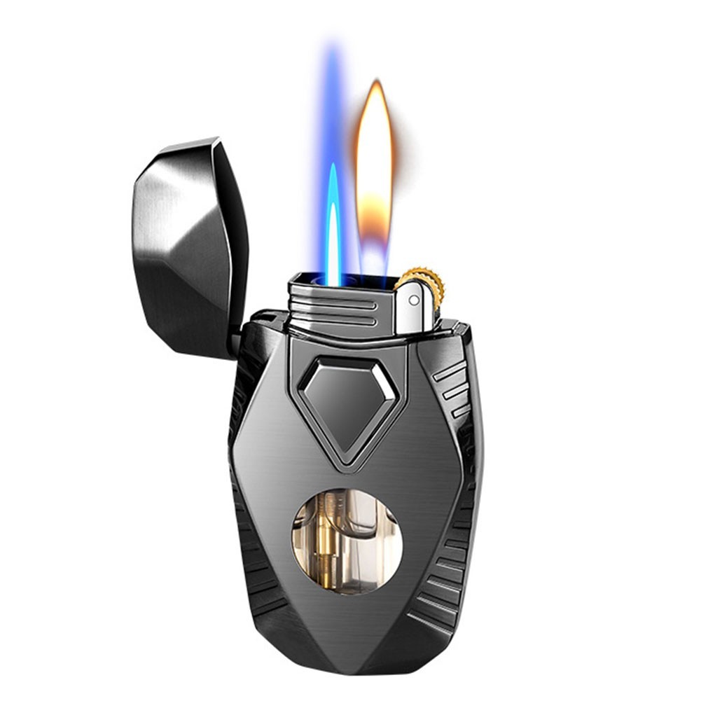 Cigarette Cigar Lighter Torch Double Flame Butane Gas Metal Windproof Lighters