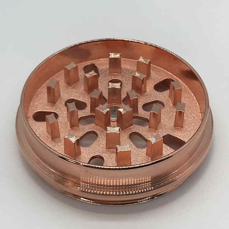2.2 Inch 4 Piece Metal Large Dry Herb Spice Tobacco Grinder Crusher Rose Gold