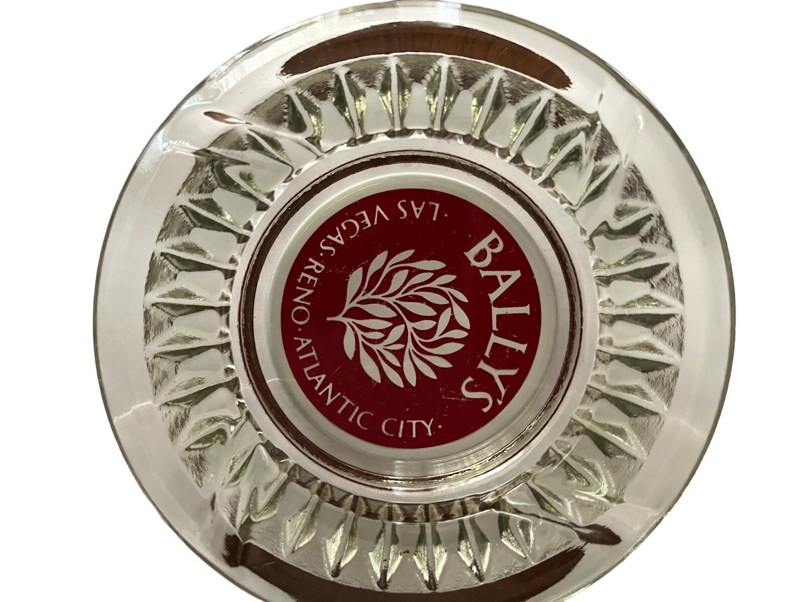 Vintage Bally’s Casino Ash Tray Las Vegas Reno Atlantic City Glass Round Red