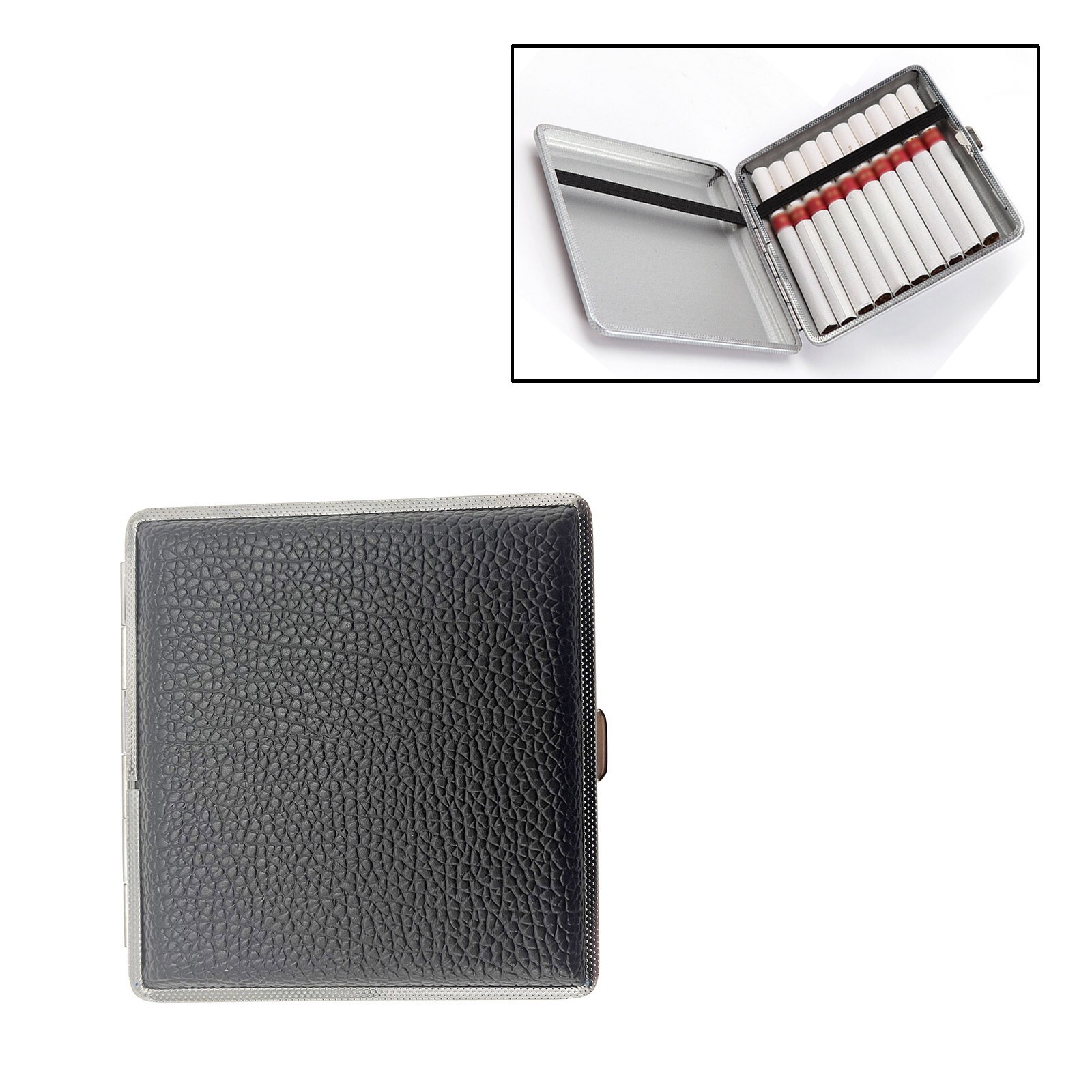 20PCS Leather Cigarettes Case Stainless Steel Leather Box portable Case