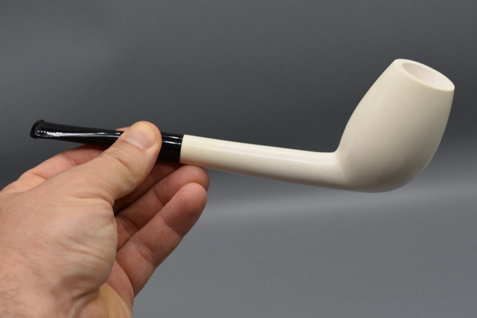 XL Smooth Devil Anse PIPE-BLOCK MEERSCHAUM-NEW-HAND CARVED W Case#1364