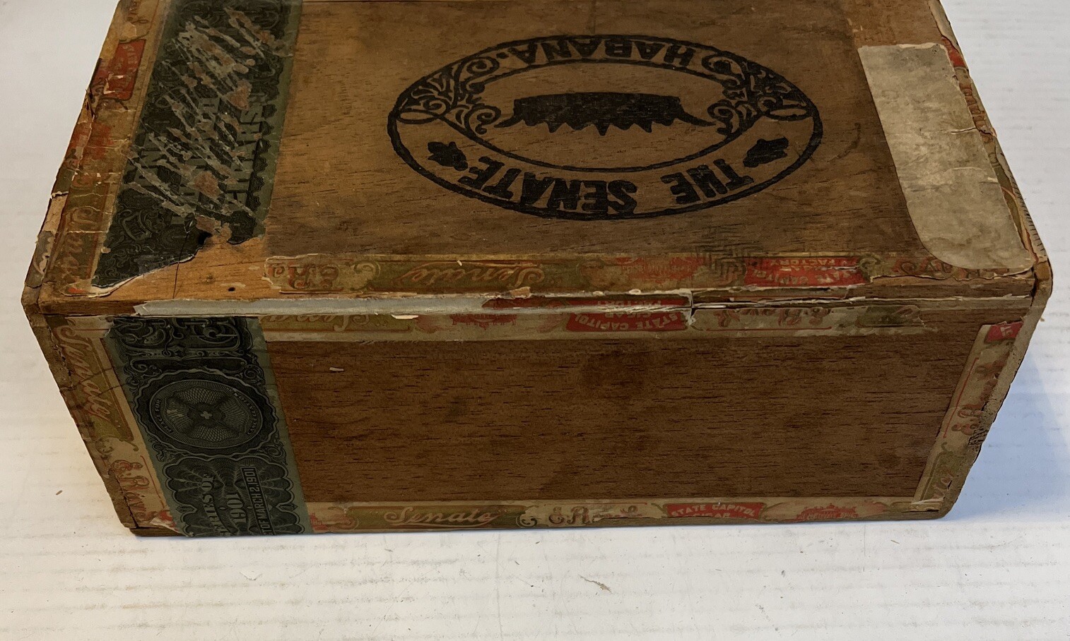 The Senate Cigar Box 1901 Stamp State Capitol Cigar Harrisburg Pa. E. Ray Shelly
