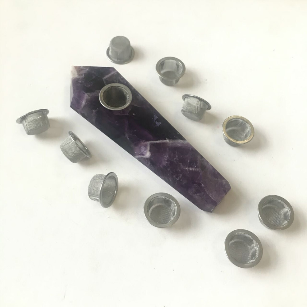 10Pcs Crystal Tobacco Smoking Pipe Metal Filter Screen Steel Mesh Concave Bowl