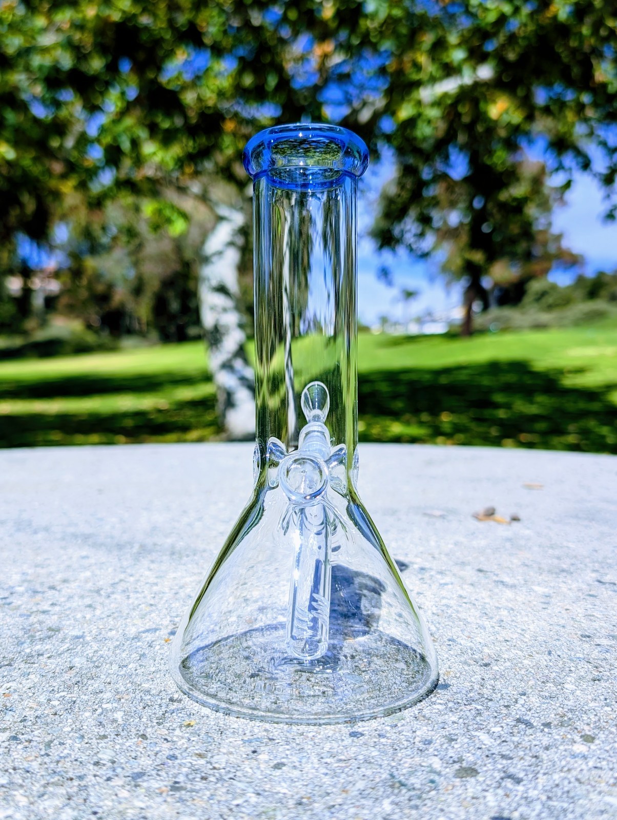 8 Inch Blue Beaker Premium Quality Glass Bong Tobacco Smoking Water Pipe Hookah