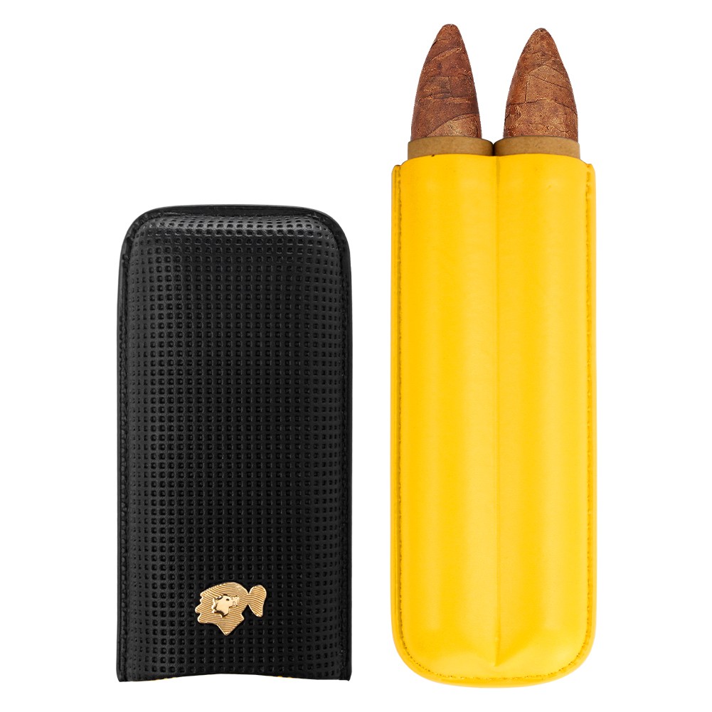 Portable Leather 2 Tube Cigar Case Classic Travel Holder Humidor Box Gift Box