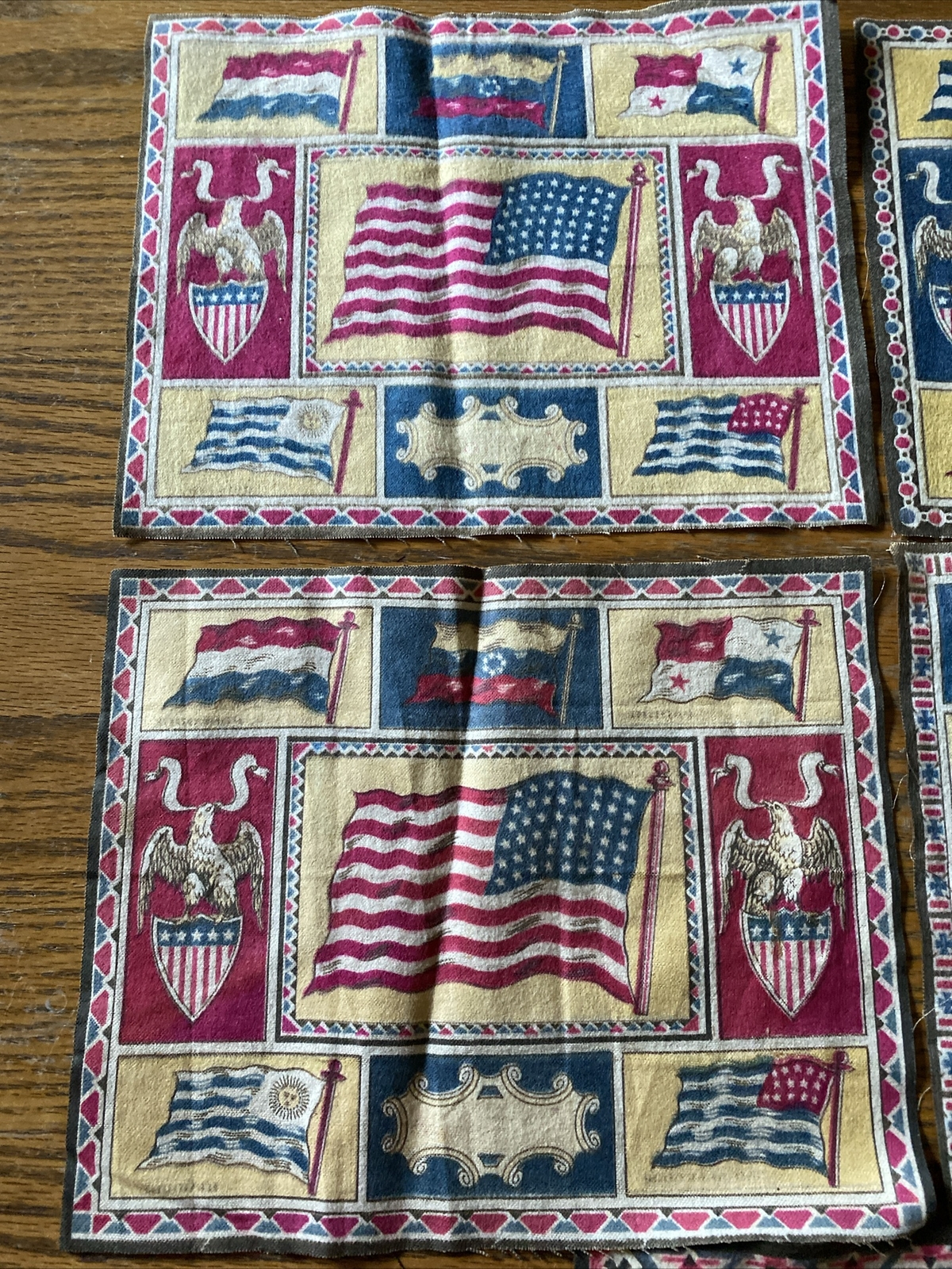 5 Vntg Cigar Box Premium Tobacco Felt Flannel American/Germany Flags 8 1/2 X 10