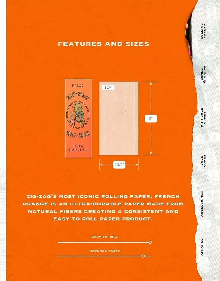 ZIG-ZAG Rolling Papers French Orange 1 1/4 (6 Booklets)