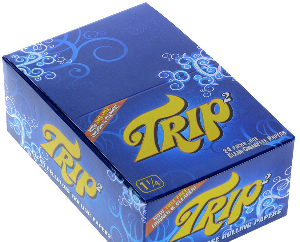 1x Box Trip2 1 1/4 Clear Cellulose Transparent Cigarette Rolling Papers