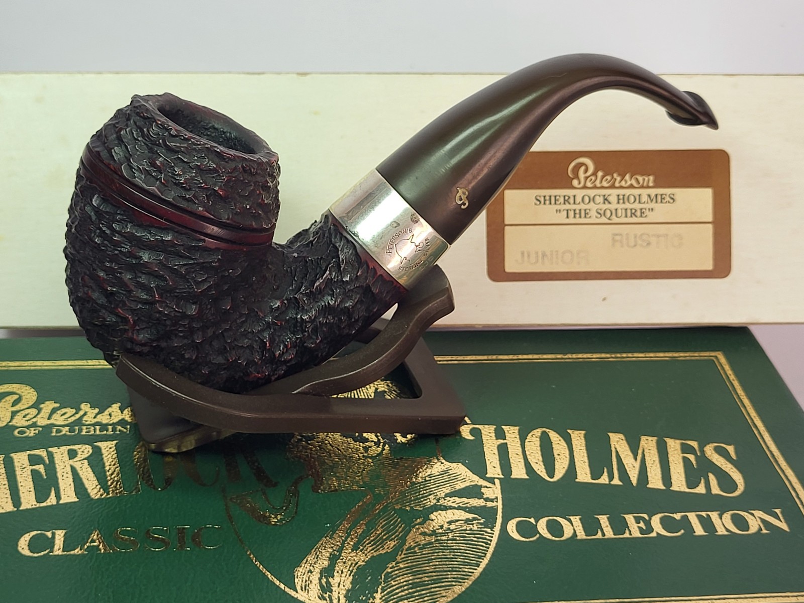 PETERSON’S SHERLOCK HOLMES BASKERVILLE Rustic Smoking Pipe Sterling Silver Ring