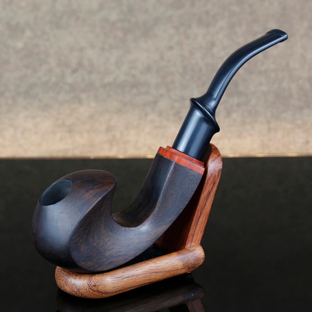 9mm Natural Filter Ebony Wooden Smoking Pipe Handmade Bent Wood Tobacco Pipes