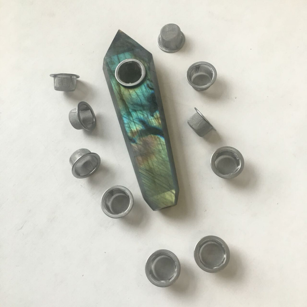 10Pcs Crystal Tobacco Smoking Pipe Metal Filter Screen Steel Mesh Concave Bowl